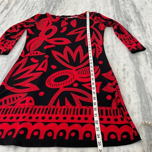 MT Collection Black & Red Print Knit Dress Woman's Size Small Retro Artsy Y2K - Picture 8 of 8